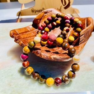 Natural Mookaite Jasper Grounding Stone 10mm Stretch Bracelet Jewelry